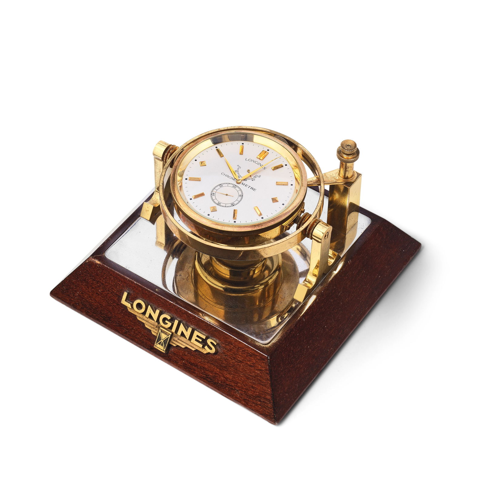 A good mid 20th century gilt brass 2-day display deck watch with up and down power reserve indic... (1 of 1)