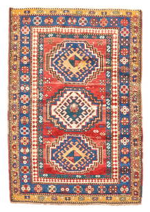 Kazak Rug Caucasus 3 ft. 5 in. x 5 ft.: Kazak Rug Caucasus c. early 20th century 3 ft. 5 in. x 5 ft. Footnotes: OVERALL CONDITION: Wear consistent with age and use. This condition report is provided for your convenience based on the opinion