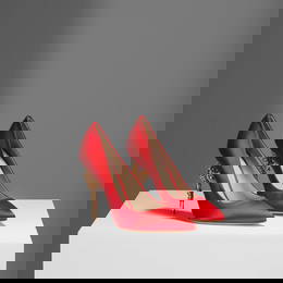 Ralph & Russo Ready-to-Wear: Red Satin Baroque Pumps (includes dust bags and box)