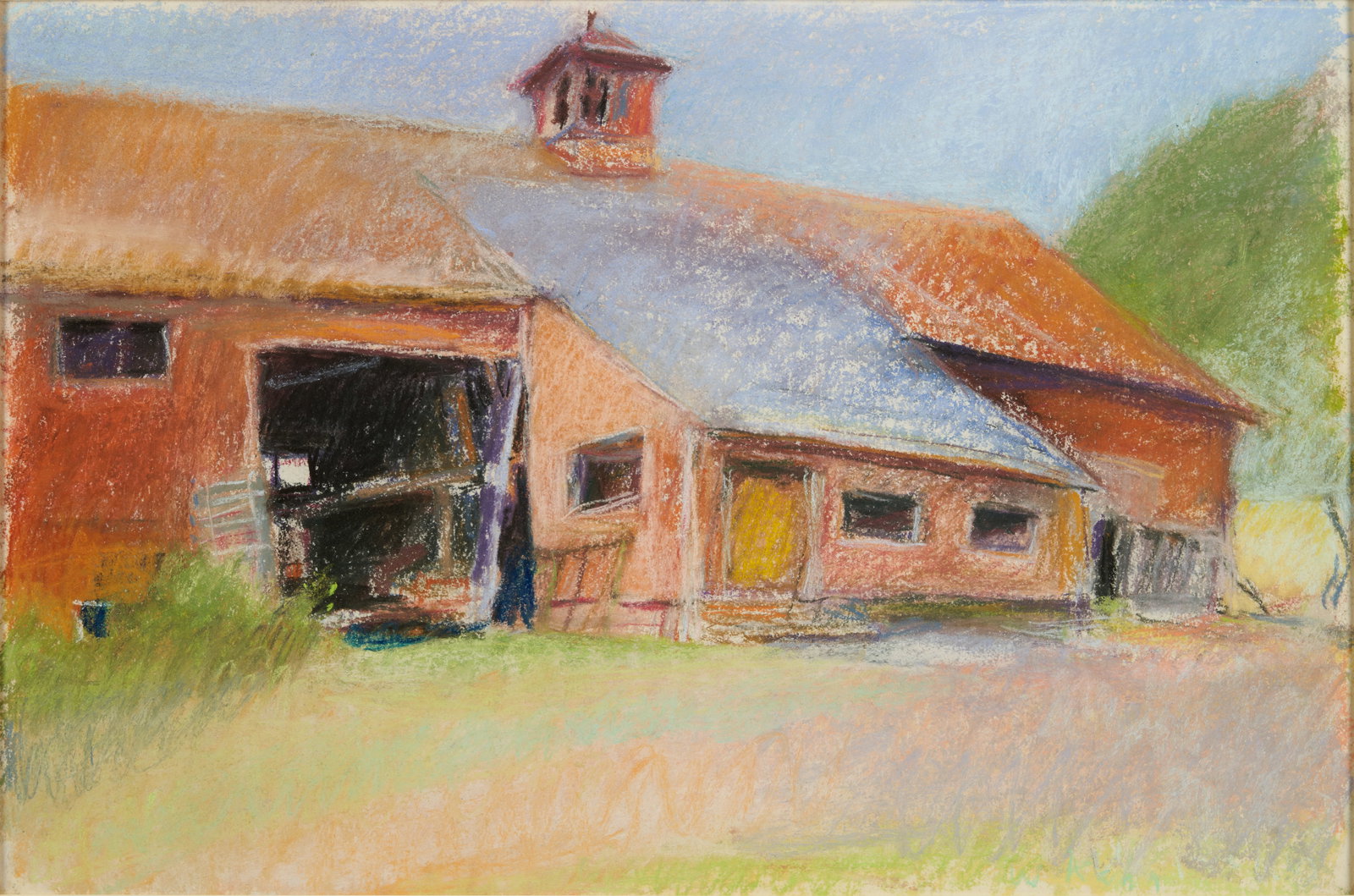 WOLF KAHN (American/German, 1927-2020) Untitled (Red Barn), circa 1988: WOLF KAHN (American/German, 1927-2020) Untitled (Red Barn), circa 1988 signed 'W Kahn' (lower right) pastel on paper 12 1/16 x 18 1/8 in. (30.6 x 46.0 cm) framed 18 3/4 x 24 3/4 x 1 3/16 in. (47.6 x 6