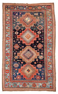 Kazak Carpet Caucasus 6 ft. x 10 ft.: Kazak Carpet Caucasus c. early 20th century, an unusually large Kazak carpet with natural dyes and good overall condition. A sophisticated rug for the floor. 6 ft. x 10 ft. For further information on