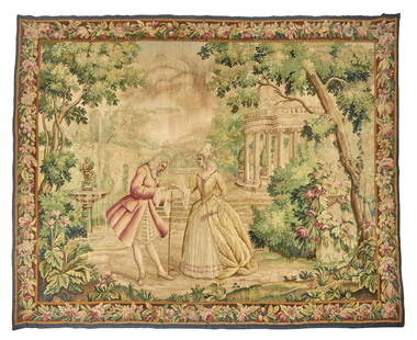 Franco-Flemish Tapestry France 7 ft. x 5 ft. 10 in.: Franco-Flemish Tapestry France c. early 19th century, a colorful European tapestry with a desirable size and very good condition. 7 ft. x 5 ft. 10 in. For further information on this lot please visit