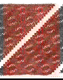 Ersari Main Carpet Turkmenistan 8 ft. x 6 ft.: Ersari Main Carpet Turkmenistan circa 1880, an Ersari/Beshir main carpet with a spacious design and vivid natural colors. 8 ft. x 6 ft. For further information on this lot please visit Bonhams.com For