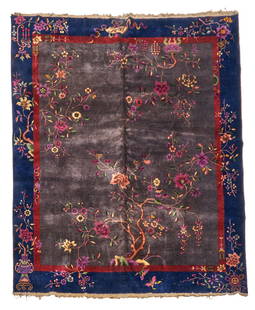 Chinese Art Deco Carpet China 9 ft. x 12 ft.: Chinese Art Deco Carpet China c. 1920s 9 ft. x 12 ft. For further information on this lot please visit Bonhams.com For further information about this lot please