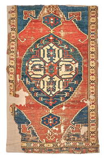 Karapinar Rug Fragment Anatolia 4 ft. 1 in. x 6 ft. 10 in.: Karapinar Rug Fragment Anatolia c. 18th century Provenance: from an important American carpet collection 4 ft. 1 in. x 6 ft. 10 in. For further information on this lot please visit Bonhams.com For fur