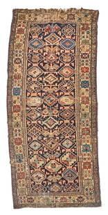 Shirvan Rug Caucasus 3 ft. 6 in. x 7 ft. 9 in.: Shirvan Rug Caucasus c. first quarter 19th century Provenance: from an important American carpet collection. 3 ft. 6 in. x 7 ft. 9 in. For further information on this lot please visit Bonhams.com For