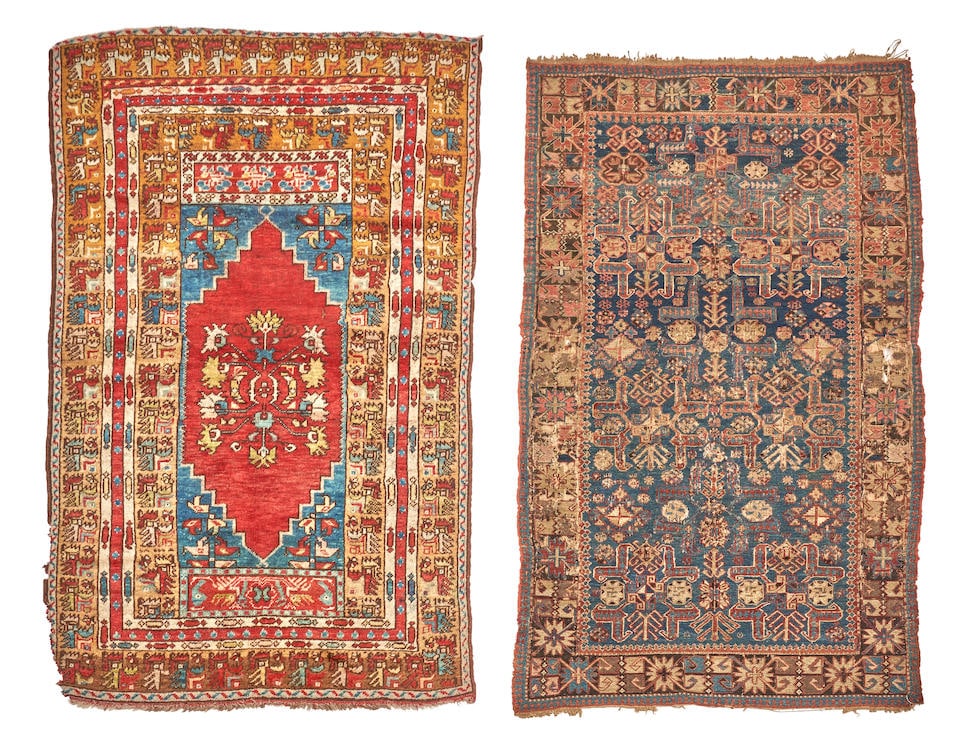 Melas Rug and Caucasian Soumak Anatolia and Caucasus 3 ft. 3 in. x 4 ft. 11 in. and 3 ft. 4 in. ... (1 of 2)