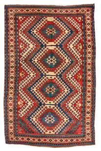 Bordjalou Kazak Rug Caucasus 5 ft. x 7 ft. 7 in.: Bordjalou Kazak Rug Caucasus circa late 19th century 5 ft. x 7 ft. 7 in. For further information on this lot please visit Bonhams.com For further information about this lot please