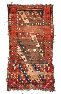 Anatolian or Caucasian Rug Anatolia or Caucasus 3 ft. x 5 ft. 6 in.: Anatolian or Caucasian Rug Anatolia or Caucasus c. third quarter 19th century or earlier, a very interesting village rug with a playful border and nice soft colors. Provenance: The Jim Dixon Collectio