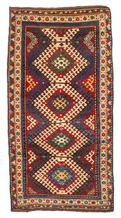 Kazak Rug Caucasus 4 ft. x 7 ft. 5 in.: Kazak Rug Caucasus c. late 19th century 4 ft. x 7 ft. 5 in. For further information on this lot please visit Bonhams.com For further information about this lot please