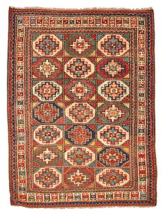 Moghan Kazak Rug Caucasus 4 ft. 7 in. x 6 ft. 1 in.: Moghan Kazak Rug Caucasus c. late 19th century 4 ft. 7 in. x 6 ft. 1 in. For further information on this lot please visit Bonhams.com For further information about this lot please