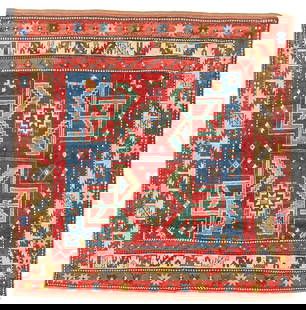 Kazak Rug Caucasus 5 ft. 2 in. x 5 ft. 3 in.: Kazak Rug Caucasus c. early 20th century 5 ft. 2 in. x 5 ft. 3 in. For further information on this lot please visit Bonhams.com For further information about this lot please