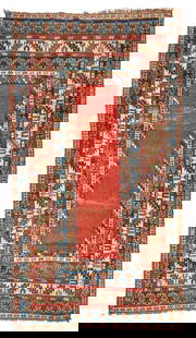 Kazak Long Rug with Trefoil Borders Caucasus 4 ft. 7 in. x 8 ft. 9 in.: Kazak Long Rug with Trefoil Borders Caucasus c. fourth quarter 19th century 4 ft. 7 in. x 8 ft. 9 in. For further information on this lot please visit Bonhams.com For further information about this lo