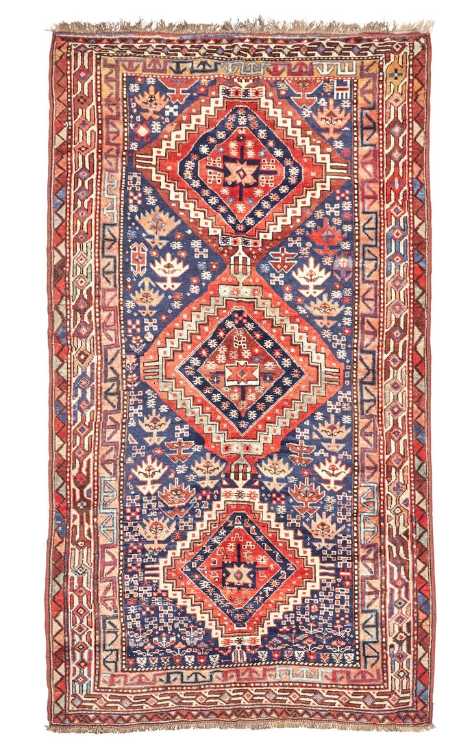 South Caucasian Rug Caucasus 5 ft. 3 in. x 9 ft. 10 in.: South Caucasian Rug Caucasus c. early 20th century. This is an unusual rug. The design looks like it is Southwest Persian, but based on the weave and structural characteristics we believe that it is f