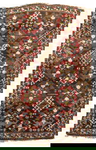 South Caucasian Rug Caucasus 3 ft. 9 in. x 6 ft. 7 in.: South Caucasian Rug Caucasus c. 1900, good condition and natural dyes, probably Karabagh. 3 ft. 9 in. x 6 ft. 7 in. For further information on this lot please visit Bonhams.com For further information