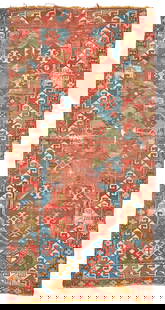 Kazak Long Rug Caucasus 3 ft. 9 in. x 7 ft. 6 in.: Kazak Long Rug Caucasus c. third quarter 19th century, archaic design features and a wide array of vivid natural dyes. 3 ft. 9 in. x 7 ft. 6 in. For further information on this lot please visit Bonham