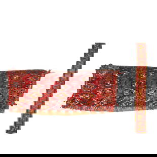 Tekke Torba and Turkmen Band Turkestan 2 ft. 4 in. x 1 ft. and 3 in. x 2 ft. 2 in.: Tekke Torba and Turkmen Band Turkestan c. 19th century 2 ft. 4 in. x 1 ft. and 3 in. x 2 ft. 2 in. Lot to be sold without reserve. This lot is subject to the following lot symbols: &#164; &#164; Lot t