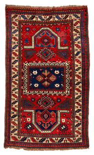 Kazak Double-Niche Prayer Rug Caucasus 4 ft. 7 in. x 8 ft.: Kazak Double-Niche Prayer Rug Caucasus c. late 19th century, a large-scale and colorful (all natural dyes) Kazak double-niche prayer rug in very good condition. 4 ft. 7 in. x 8 ft. For further informa