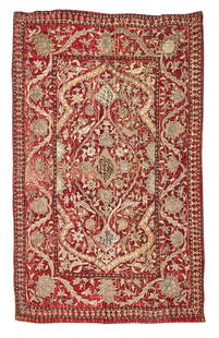 Ottoman Gilt Metal Thread Embroidered Panel Anatolia 3 ft. x 4 ft. 8 in.: Ottoman Gilt Metal Thread Embroidered Panel Anatolia c. 19th century 3 ft. x 4 ft. 8 in. For further information on this lot please visit Bonhams.com For further information about this lot please