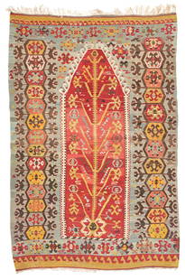 Anatolian Prayer Kilim Anatolia 4 ft. 2 in. x 6 ft. 6 in.: Anatolian Prayer Kilim Anatolia c. early 20th century 4 ft. 2 in. x 6 ft. 6 in. For further information on this lot please visit Bonhams.com For further information about this lot please