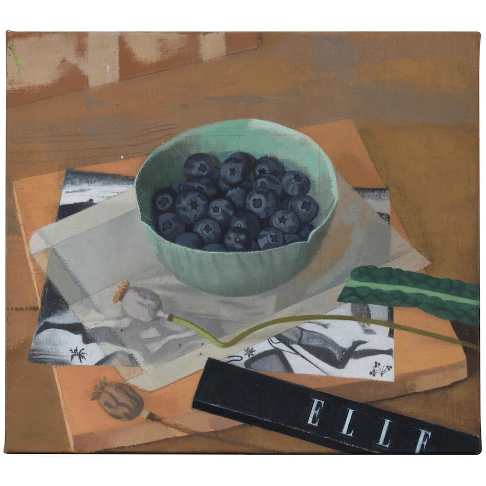 SUSAN JANE WALP (B. 1948) Elle 8 x 9 in (20.3 x 22.9 cm) (Painted in 1999): SUSAN JANE WALP (B. 1948) Elle signed and dated 'SJ Walp 1999' (on the lower horizontal profile edge); signed, inscribed and dated '(ELLE) For Nancy Huston SJ Walp 1999' (on the overlap) oil on canvas