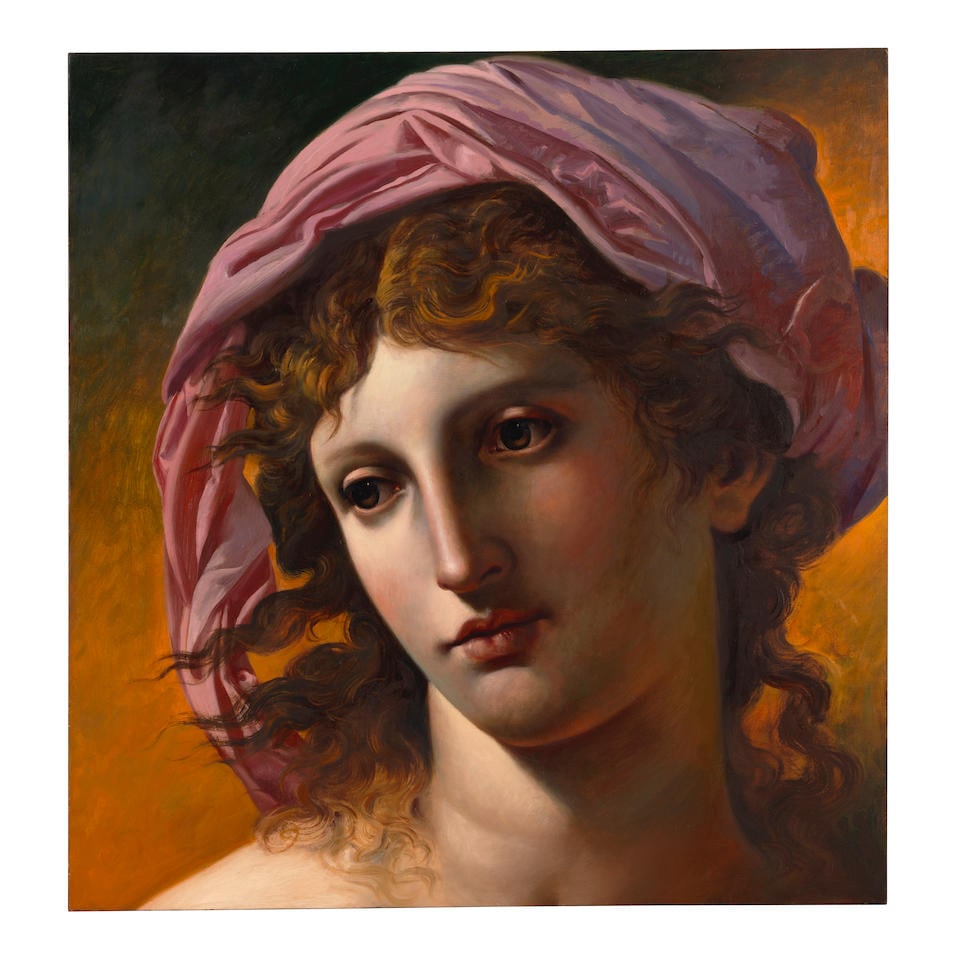 CARLO MARIA MARIANI (1931-2021) Giant Head with Turban 33 1/2 x 32 in (85 x 81.1 cm) (Painted in...: CARLO MARIA MARIANI (1931-2021) Giant Head with Turban signed, inscribed and dated 'Giant head with Turban Carlo Maria Mariani 2000 ©2000 Carlo Maria Mariani' (on the reverse) oil on canvas 33 1/