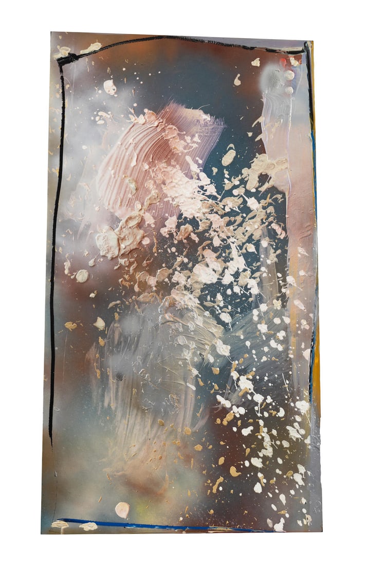 JULES OLITSKI (1922-2007) Abare 44 3/4 x 23 5/8 in (113.5 x 60 cm) (Painted in 1987): JULES OLITSKI (1922-2007) Abare signed and dated 'Jules Olitski 1987' (on the reverse) oil-based acrylic and water-based acrylic on plexiglass 44 3/4 x 23 5/8 in (113.5 x 60 cm) Painted in 1987 Footno