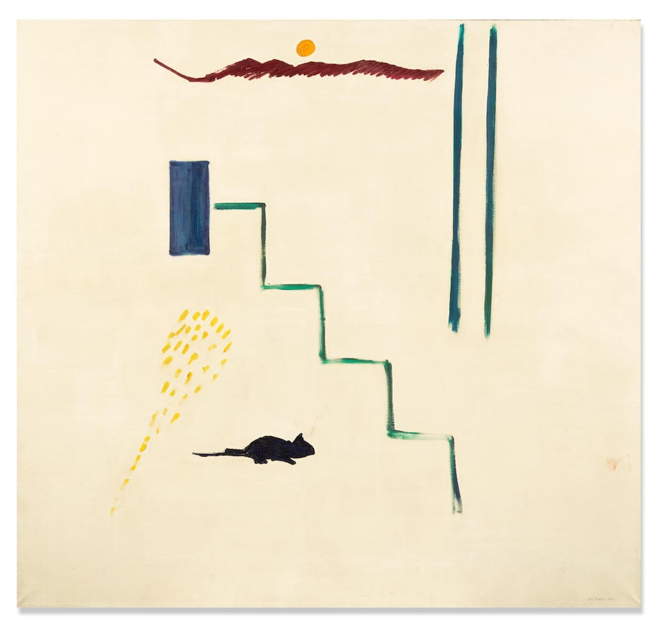 WALTER DE MARIA (1935-2013) Untitled 63 1/2 x 67 1/4 in (161.3 x 170.8 cm) (Painted in 1962): WALTER DE MARIA (1935-2013) Untitled signed and dated 'De Maria 1962' (lower right) oil on canvas 63 1/2 x 67 1/4 in (161.3 x 170.8 cm) Painted in 1962 Footnotes: Provenance Gifted directly from the a