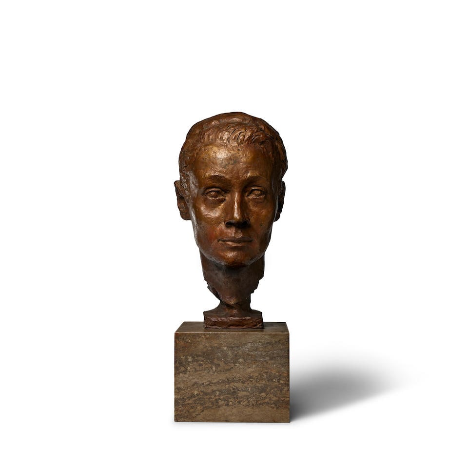 GEORG KOLBE (1877-1947) Porträt Marianne Farenholtz 13 3/8 in (34 cm) (height) (Conceived i...: GEORG KOLBE (1877-1947) Porträt Marianne Farenholtz signed with the artist's monogram (on the top of the base) and stamped with the foundry mark 'H. Noack Berlin Friedenau' (on the left side of t
