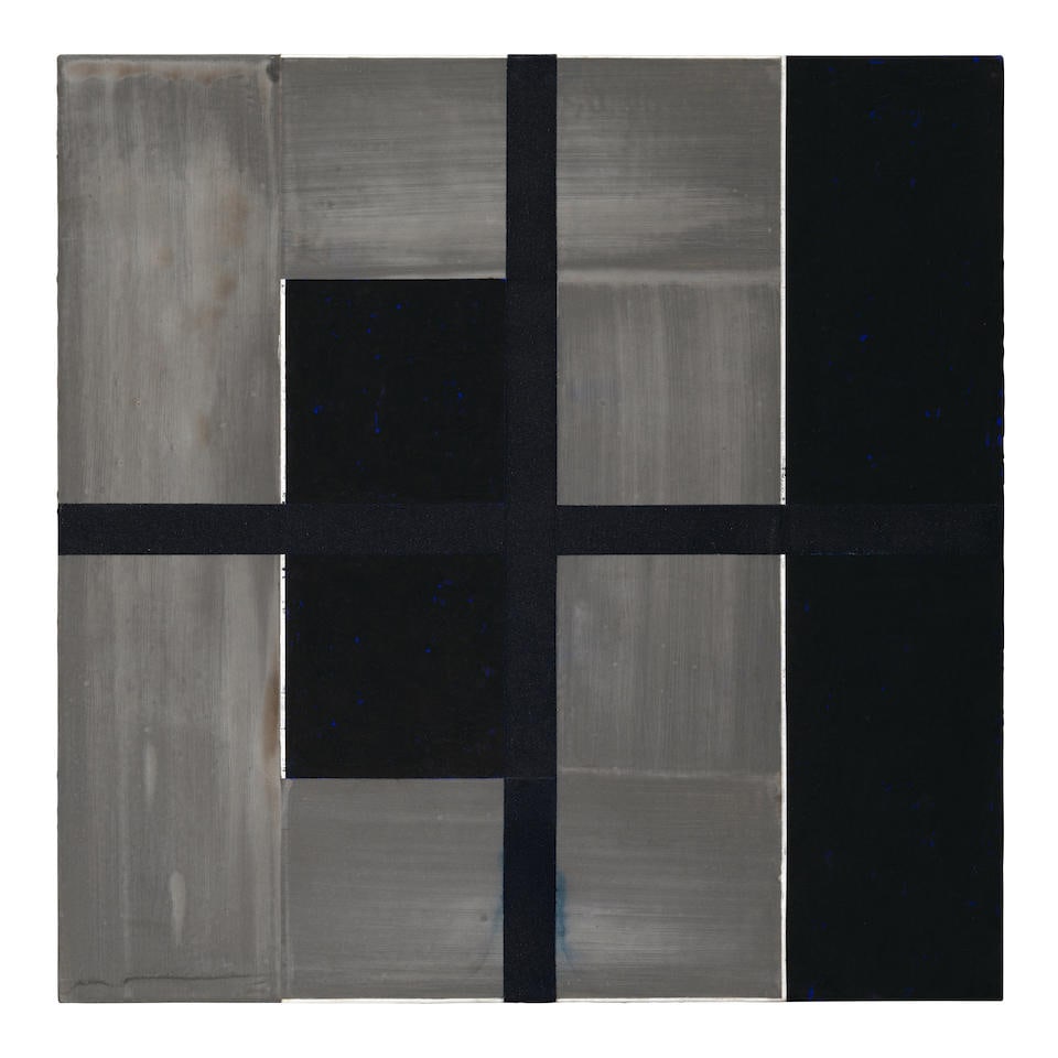 HARVEY QUAYTMAN (1937-2002) Either of Which 28 x 28 in (71.2 x 71.2 cm) (Painted in 1988): HARVEY QUAYTMAN (1937-2002) Either of Which signed, inscribed and dated 'Harvey Quaytman 'Either of Which' 1988 NC' (on the overlap) acrylic and iron on canvas 28 x 28 in (71.2 x 71.2 cm) Painted in 1