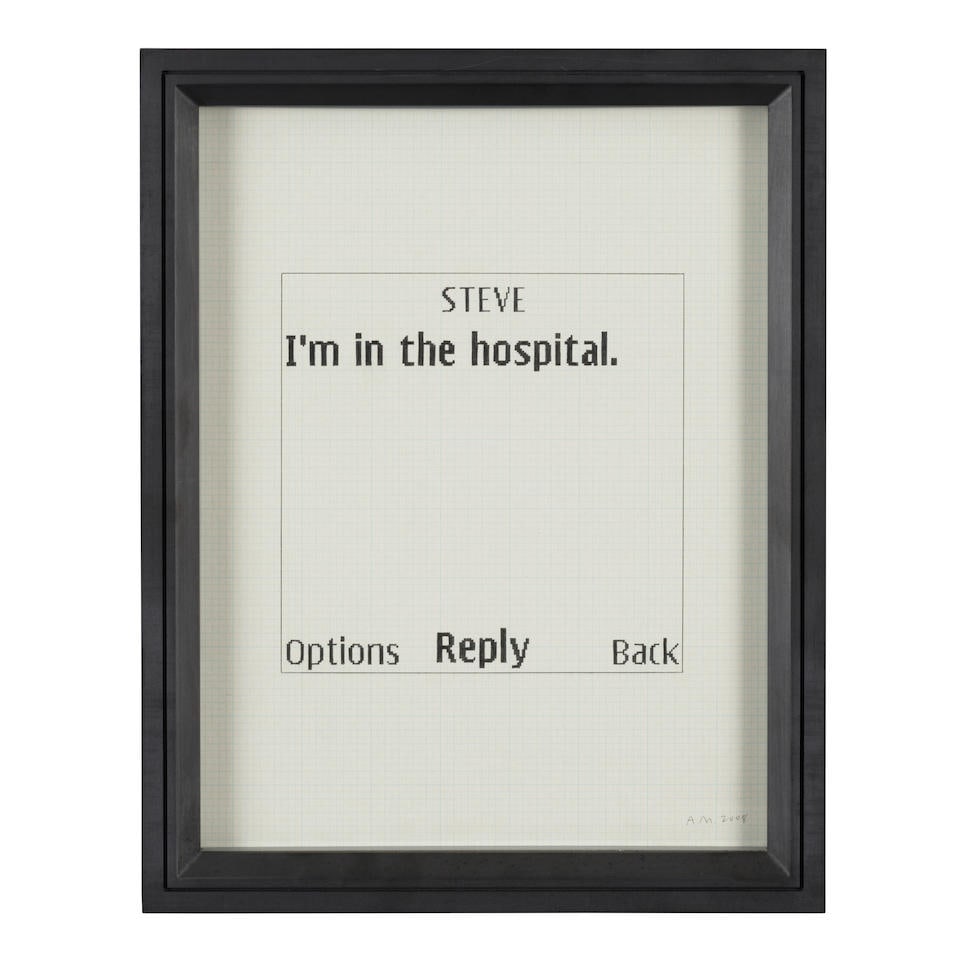 ADAM MCEWEN (B. 1965) Untitled Tex Msg. [Steve] and Untitled Tex Msg. [George] (Untitled Tex Msg...: ADAM MCEWEN (B. 1965) Untitled Tex Msg. [Steve] and Untitled Tex Msg. [George] each signed with the artist's initials and dated 'A.M. 2008' (lower right); one work inscised with the artist's signature