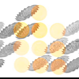 TEN AUSTRIA 1915 100 CORONA RESTRIKE GOLD COINS.: TEN AUSTRIA 1915 100 CORONA RESTRIKE GOLD COINS.  Ungraded, approx. BU.  For further information on this lot please visit Bonhams.com For further information about this lot please