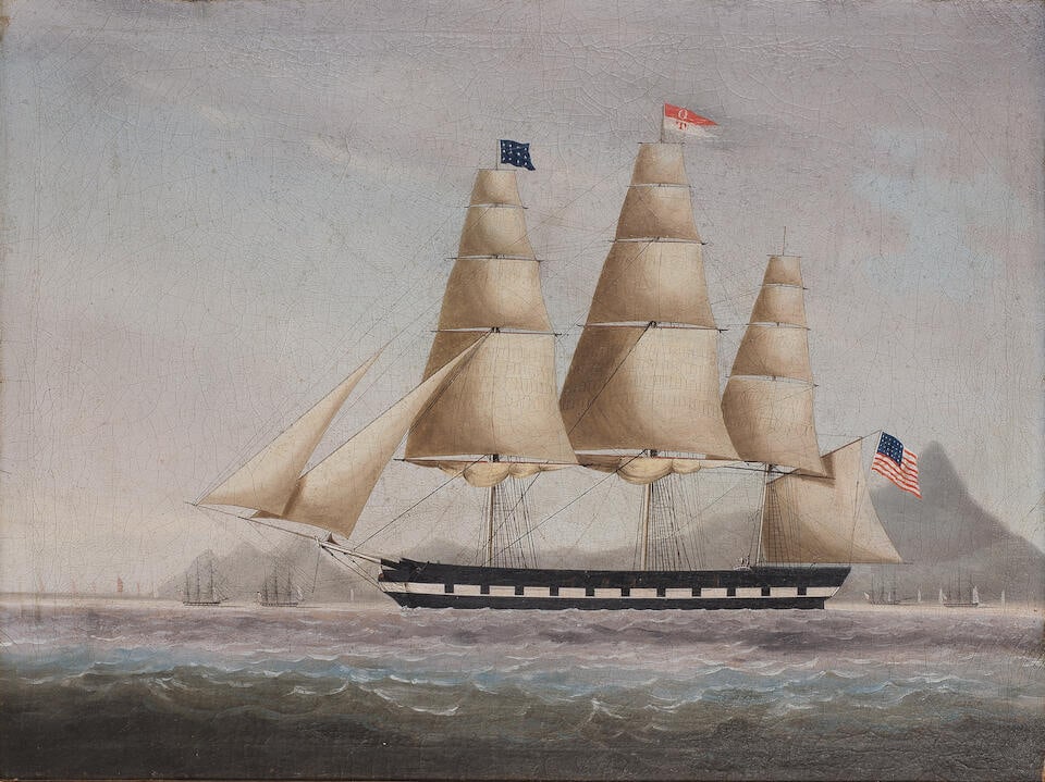 SUNQUA (FL. 1830-1870) An America ship of Olyphant, Talbot & Co. off the Chinese Coast (1 of 3)