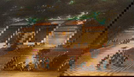 CHINESE ARTIST (19TH CENTURY) Visit of a mandarin official to the Kun Iam Temple in Macau