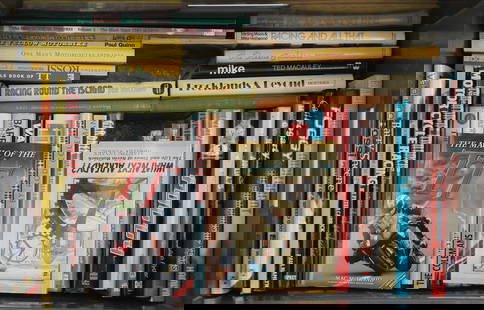 Motorcycle racing books signed by riders,   ((Qty)): Motorcycle racing books signed by riders, signed by the respective riders, including Barry Sheene's Book of Motor Cycling, signed by Sheene to opening page; John Surtees: Speed - John Surtees' Own Sto