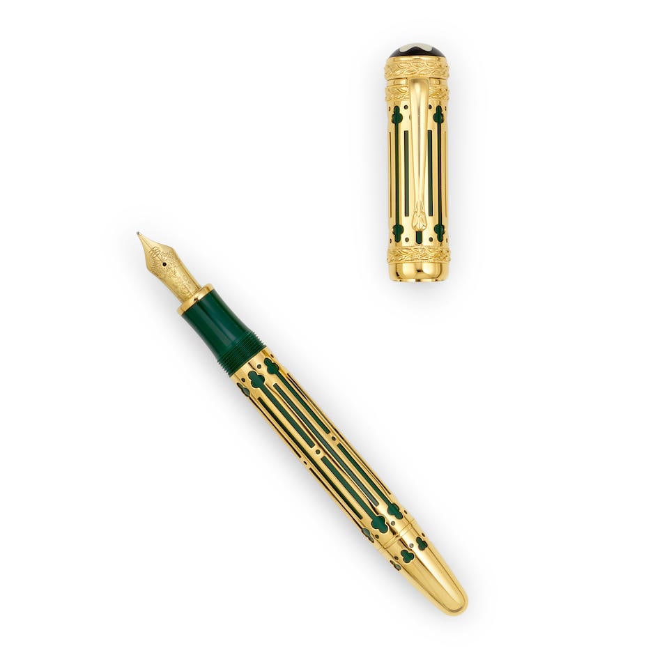 [NO RESERVE] MONTBLANC. PATRON OF ART 'PETER THE GREAT', A LIMITED EDITION GOLD PLATED AND GREEN... (1 of 1)