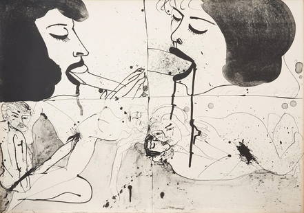 Walasse Ting (1929-2010); Love in Afternoon;: Walasse Ting (1929-2010) Love in Afternoon, 1969 Lithograph on Arches paper; numbered and signed '11/15 Ting 69' in pencil center right, titled in pencil on the verso, with printer and publisher dry s
