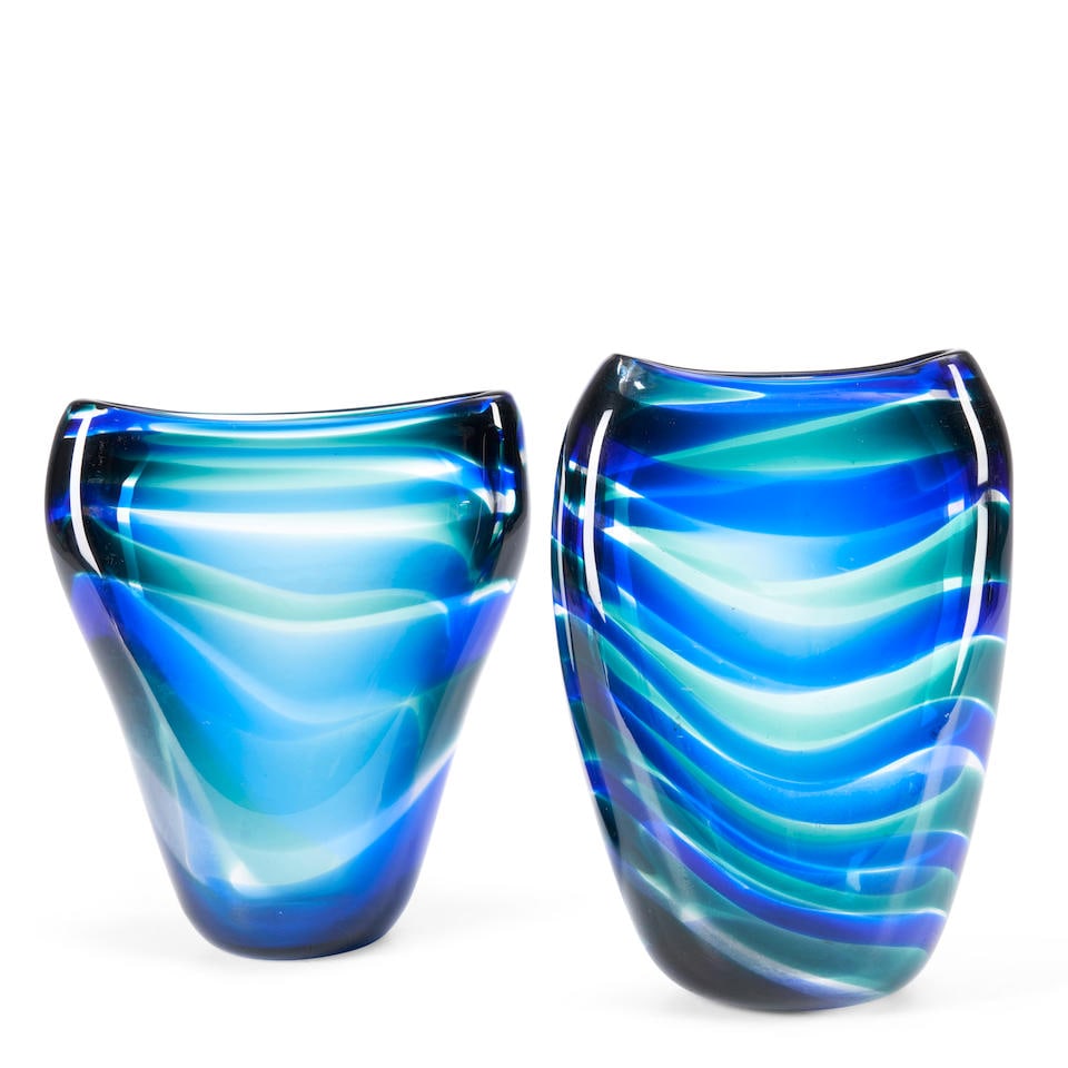 TWO FLORIS MEYDAM 'UNICA' VASES  Meydam (1919-2011), Leerdam, Netherlands, c. 1965, (1 of 2)