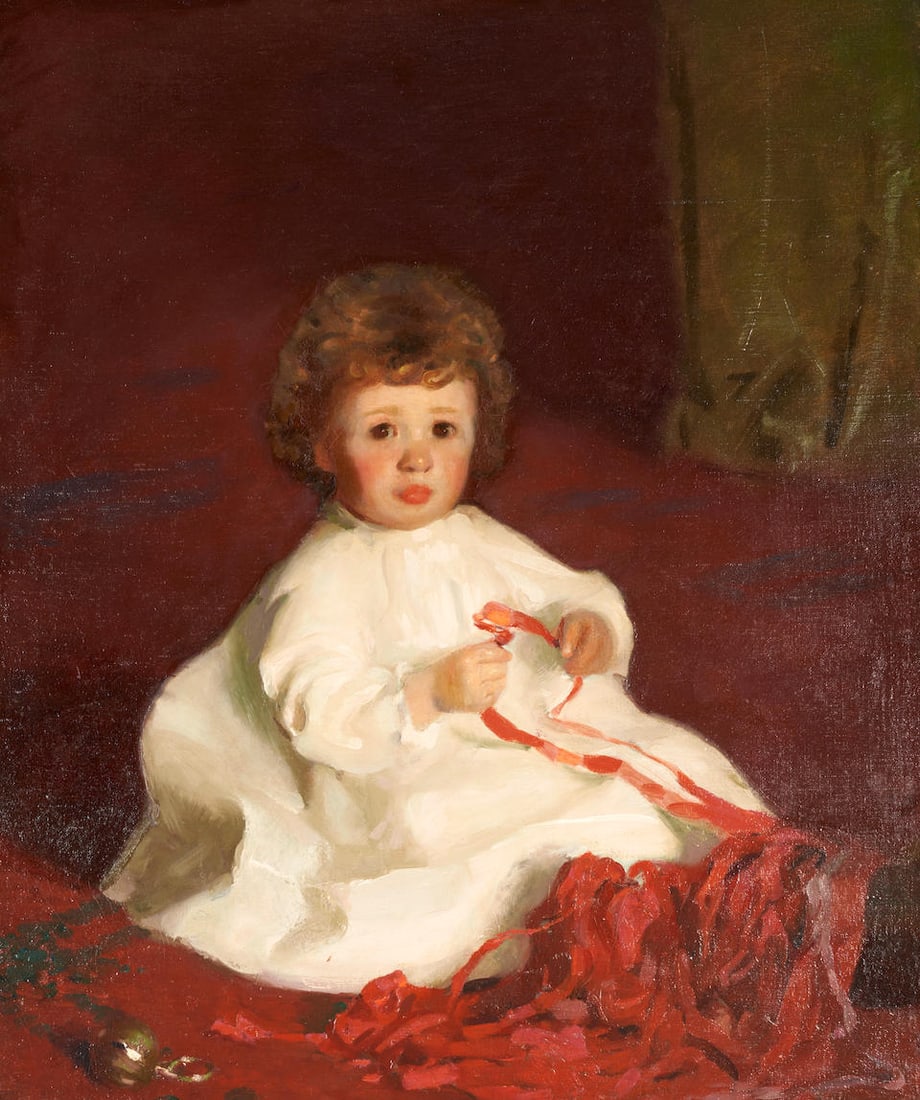 Charles Sydney Hopkinson (1869-1962) Portrait of a Baby (Thornton Lothrop Coolidge): Charles Sydney Hopkinson (1869-1962) Portrait of a Baby (Thornton Lothrop Coolidge) unsigned oil on canvas 32 3/4 x 27 1/2 in. (83.0 x 70.0 cm) Painted in 1908. Footnotes: Provenance Mrs. Algernon Coo