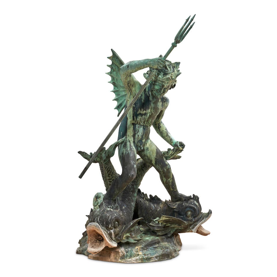 Malvina Hoffman (1887-1966) Young Neptune: Fountain: Malvina Hoffman (1887-1966) Young Neptune: Fountain inscribed 'ROMAN BRONZE WORKS NY MALVINA HOFFMAN' (along the base) bronze with a green patina height 63 in. (160.0 cm) Footnotes: Provenance Helen C
