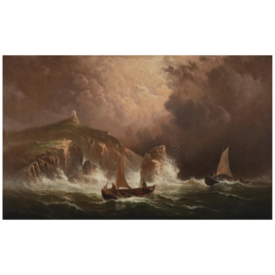 Charles Henry Gifford (1839-1904) Fishermen on a Stormy Sea: Charles Henry Gifford (1839-1904) Fishermen on a Stormy Sea signed and dated 'C.H. Gifford. 1888' (lower right) oil on canvas 28 3/4 x 46 3/4 in. (73.0 x 118.7 cm) For further information on this lot