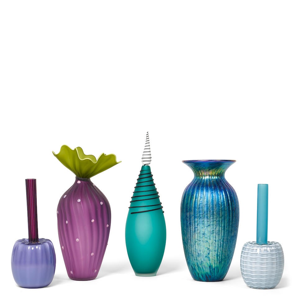 FIVE ART GLASS VESSELSLate 20th/early 21st century (1 of 1)