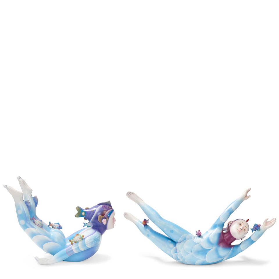 SERGIO BUSTAMANTE (MEXICAN, BORN 1942): TWO POLYCHROME COMPOSITION FIGURES OF ACROBATSLate 20th/... (1 of 10)