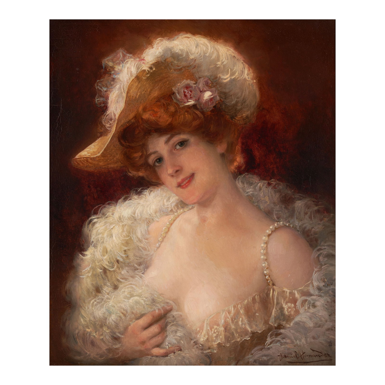 Daniel Hernández Morillo (Peruvian, 1856-1932) Portrait of a Women (framed 85.7 x 74.3 x 8.... (1 of 4)