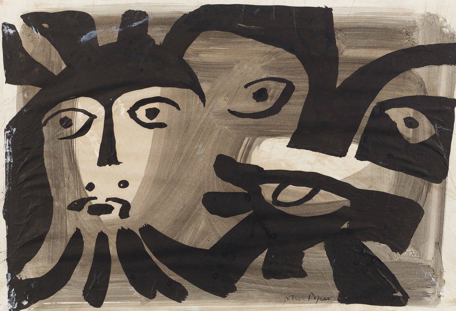 John Piper 'Design for Ceramic'. Ink wash on paper laid down on board, signed lower right in ink.: John Piper C.H. (British, 1903-1992) Design for a Ceramic signed 'John Piper' (lower right) ink and wash on paper, laid on card 28.5 x 41cm (11 1/4 x 16 1/8in). (unframed) Footnotes: