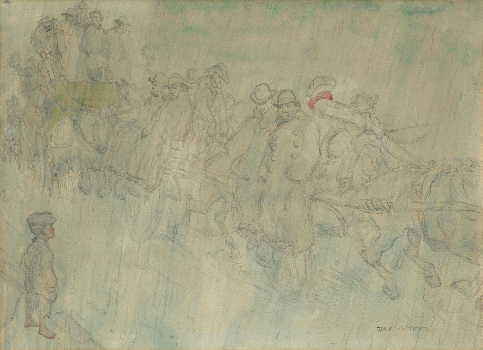 Jack B. Yeats R.H.A. (Irish, 1871-1957) Horse-Drawn Carts: Jack B. Yeats R.H.A. (Irish, 1871-1957) Horse-Drawn Carts signed 'JACK.B.YEATS' (lower right), further indistinctly signed 'JACK B YEATS' (lower left) pencil and watercolour on paper 27.5 x 38cm (10 1