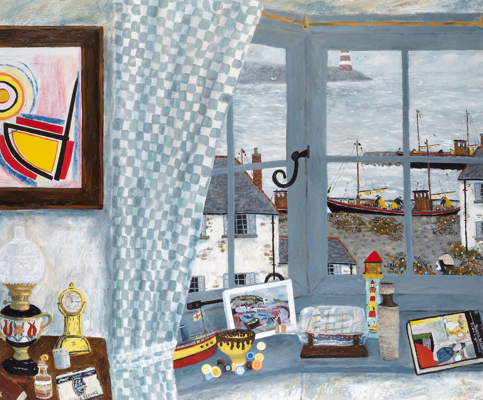 Gary Bunt (British, born 1957) Sail Away (Painted in 2022): Gary Bunt (British, born 1957) Sail Away dated 'MAY/JUNE' (lower right); signed, titled, dated and inscribed 'SAIL AWAY/2022/THERE'S AN OLD MAN/WHO SITS ON THE QUAYSIDE/WITH HIS DOG FOR COMPANY/HE THI