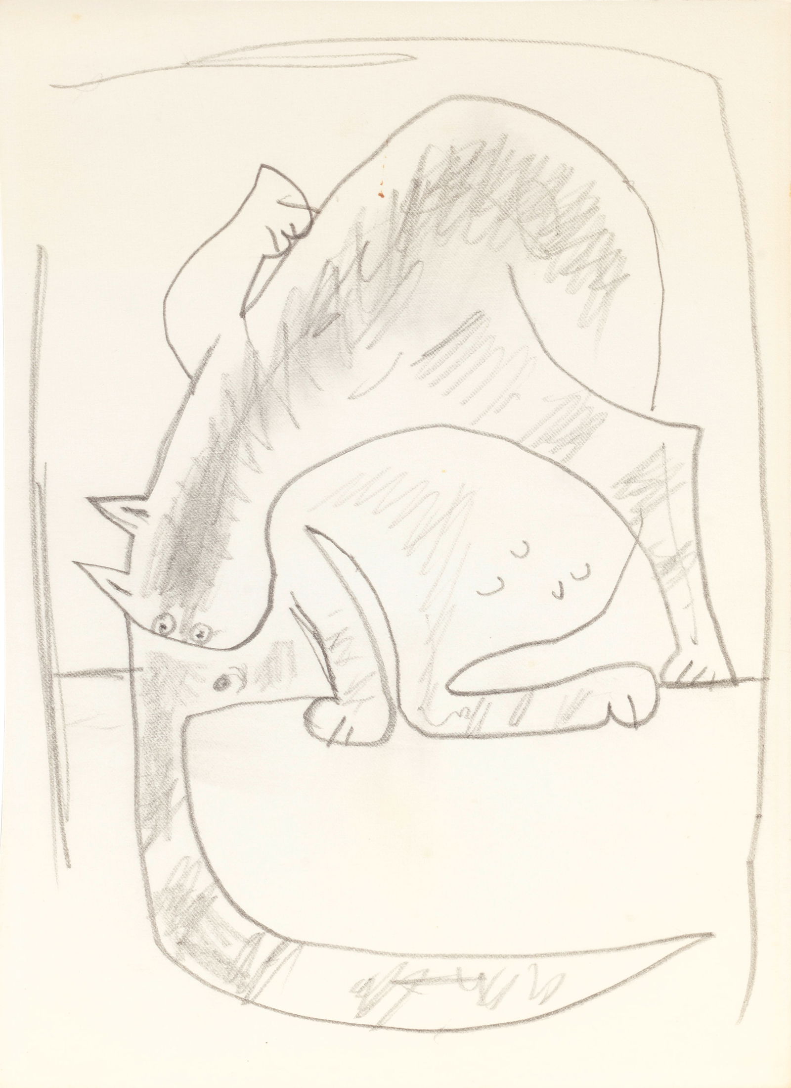 John Craxton R.A. (British, 1922-2009) A Craxton Cat (unframed) (Executed in 1965): John Craxton R.A. (British, 1922-2009) A Craxton Cat pencil on paper 14 x 10cm (5 1/2 x 3 15/16in). (unframed) Executed in 1965 Footnotes: Provenance The Artist, by whom gifte