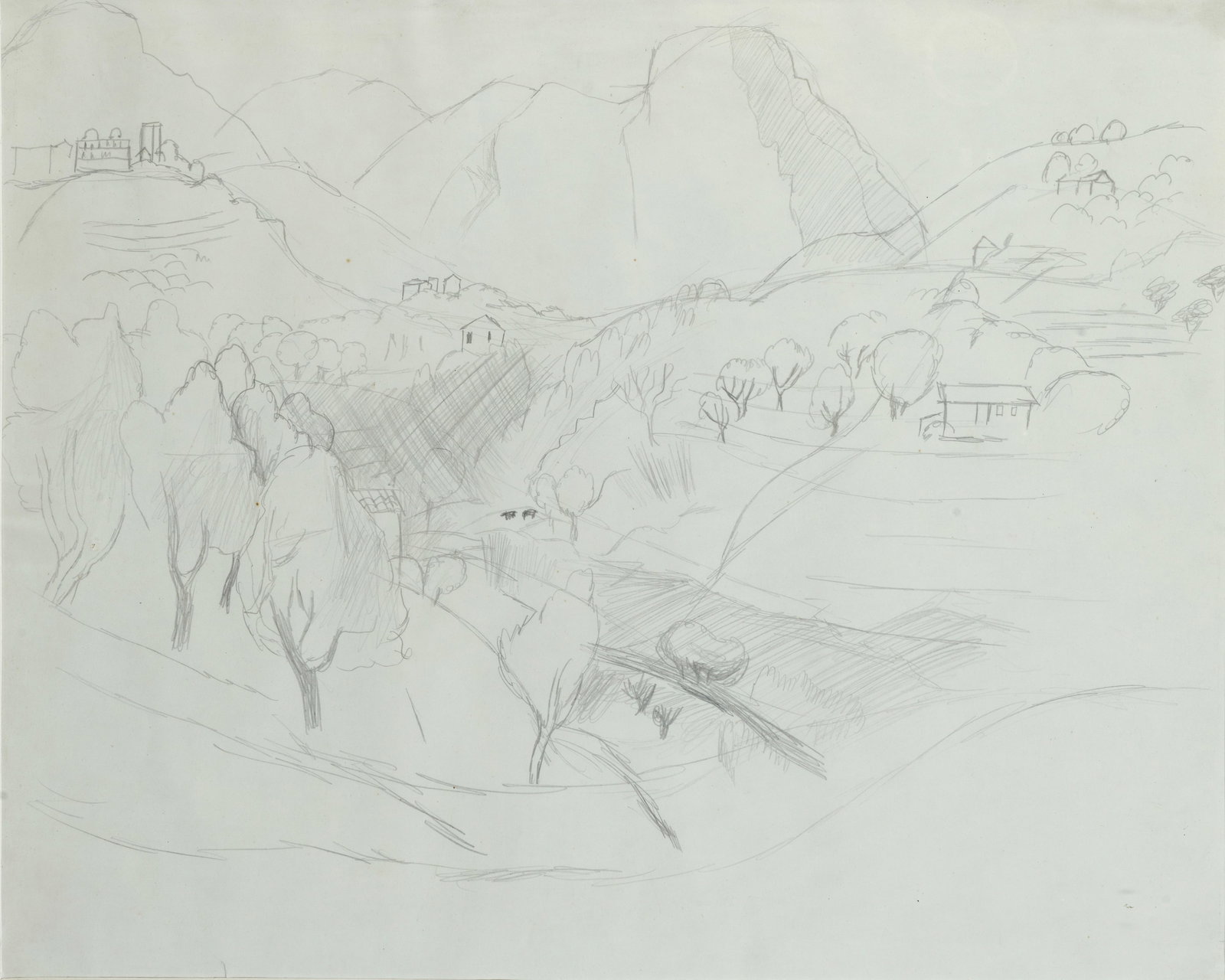 Christopher Wood (British, 1901-1930) Cagnes-sur-Mer: Christopher Wood (British, 1901-1930) Cagnes-sur-Mer pencil on paper 33 x 41cm (13 x 16 1/8in). Footnotes: Provenance Elizabeth Dalziel-Smith, the Artist's sister, from whom acquired