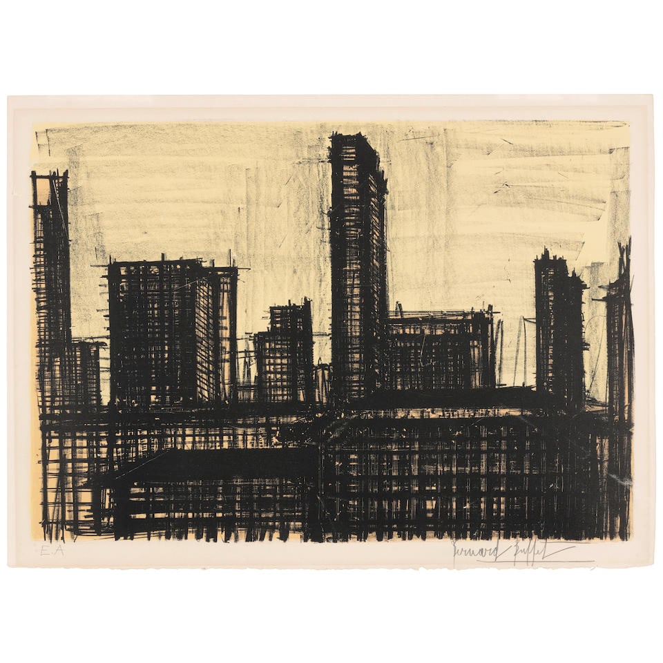 BERNARD BUFFET (1928-1999); One plate, Album New York;: BERNARD BUFFET (1928-1999) One plate, Album New York (Sorlier 62), 1964 Lithograph in colors on Arches paper, signed in pencil and annotated 'E.A.' (an épreuve d'artiste, aside from the edition o